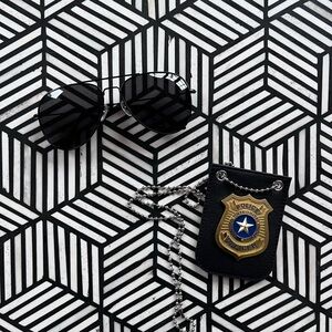 Black Aviator Sunglasses and Police Badge for Cop/ Detective Costume